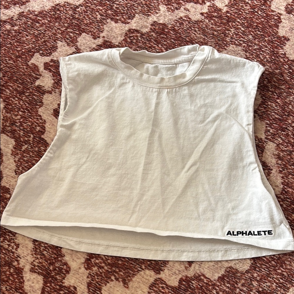 Alphalete White Sleeveless Crop Top